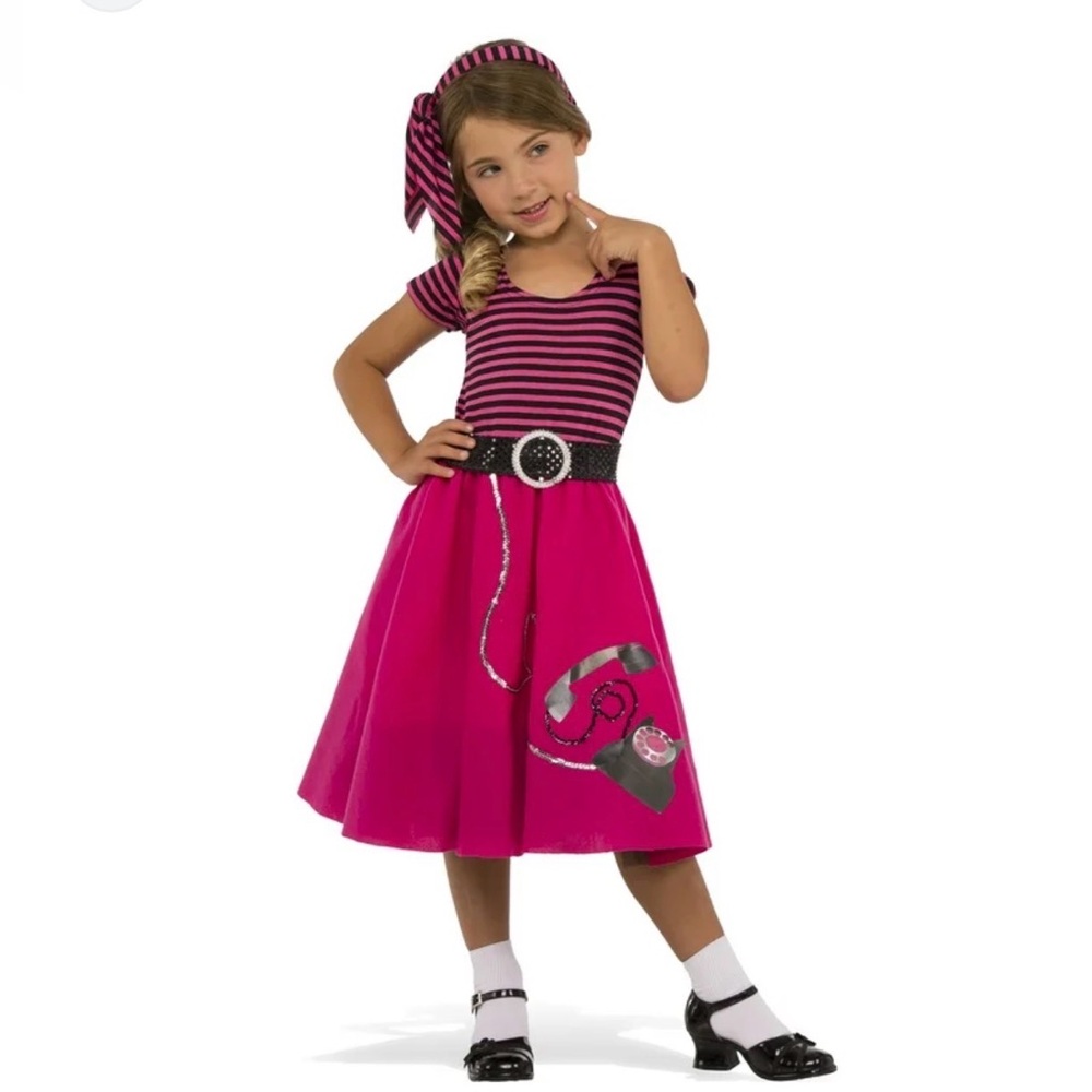 Striped Pink and Black 50’s Girl-Kid’s Size L Rubies Halloween Costu
